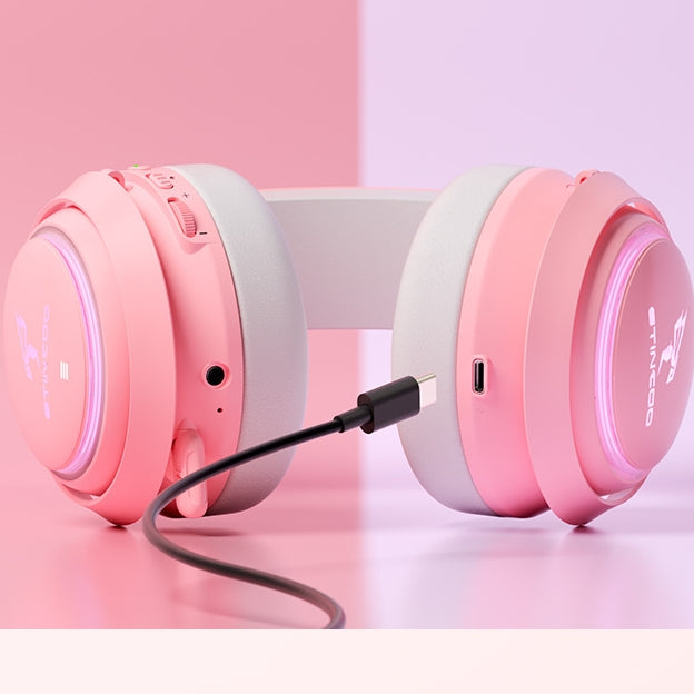 2.4GHz Wireless 7.1 Stereo Bass Surround Over-ear Lovely Gaming Headset with 3 Modes for Win/Mac