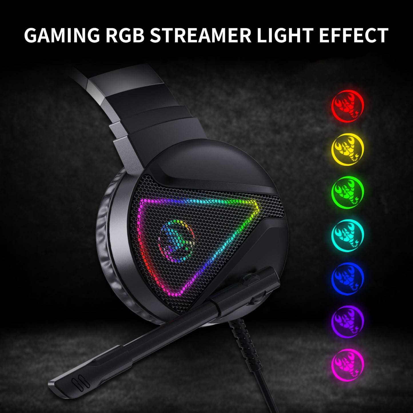 Stereo Bass Surround Wired Over-ear Gaming Headset with Mic & RGB Backlit for Windows / Mac / PS4