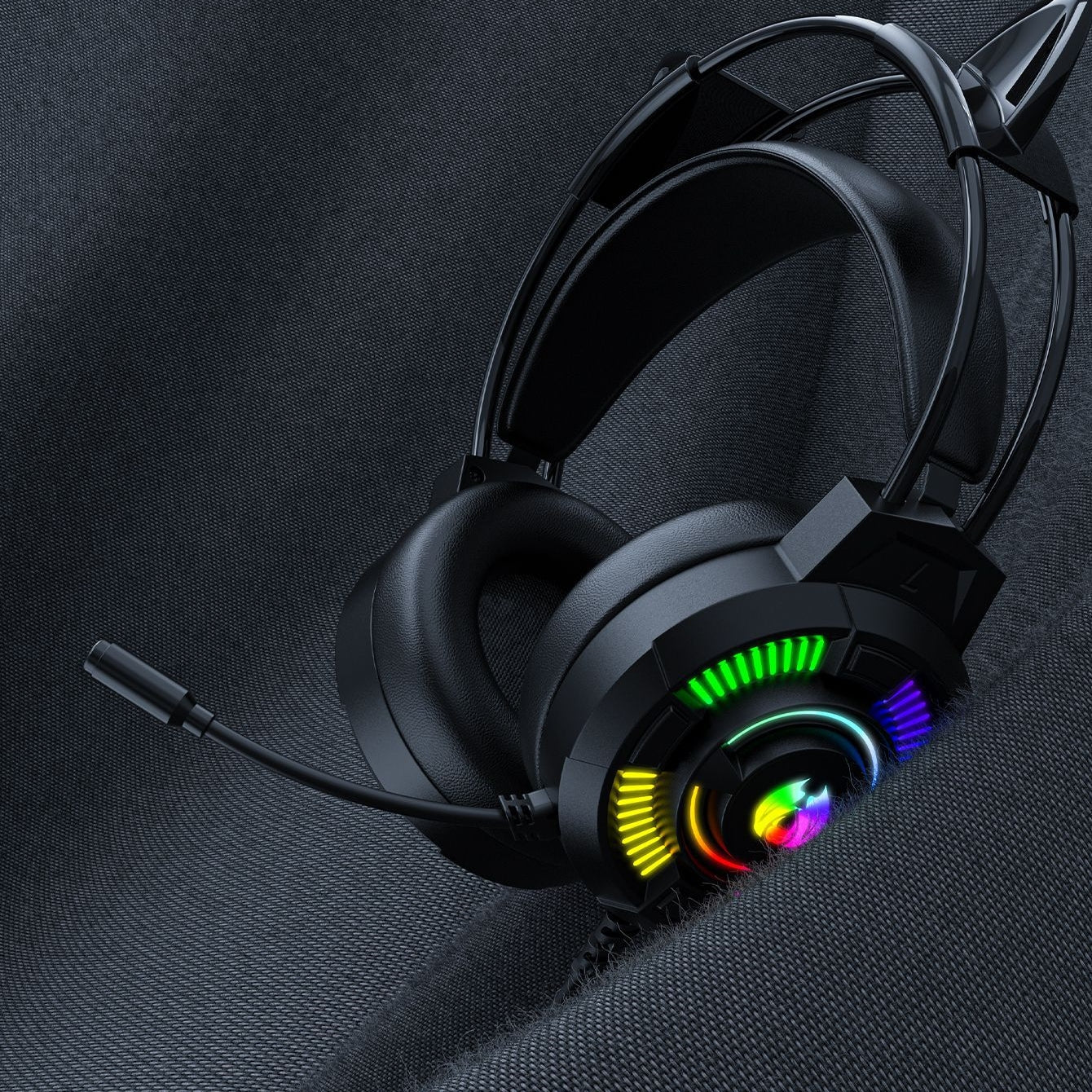 7.1 Stereo Bass Surround USB Wired Over-ear Gaming Headset with Mic & Cool RGB Backlit for PC