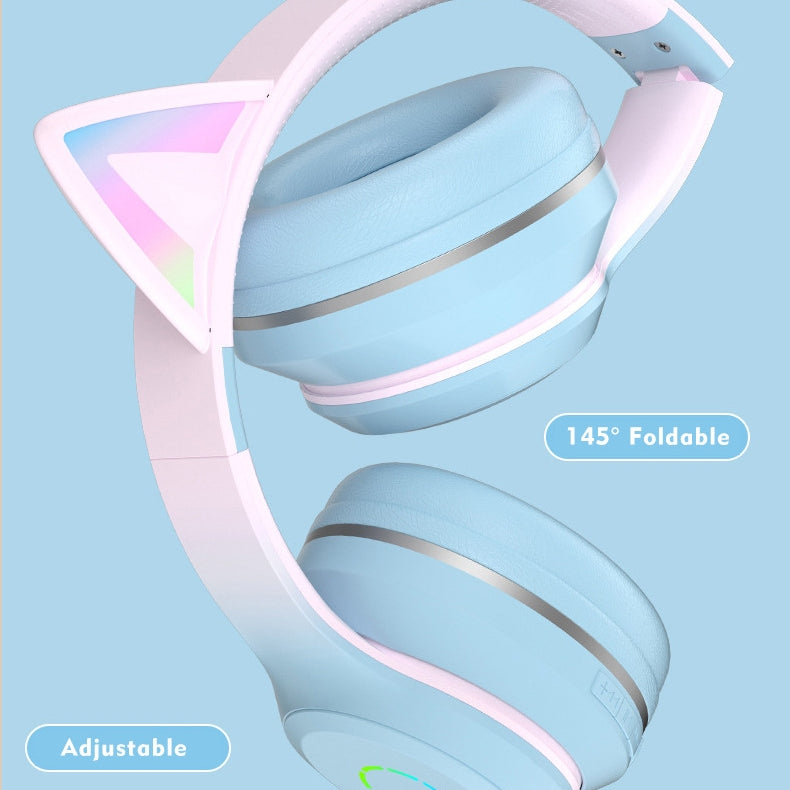 Bluetooth 5.1 Wireless Stereo Bass Surround Foldable Cute Headset with Backlit for Windows / Mac