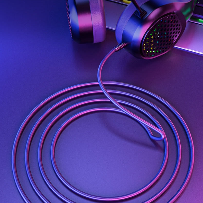 Stereo Bass Surround Wired Over-ear Gaming Headset with Mic & Cool RGB Backlit for Win/Mac/PS4