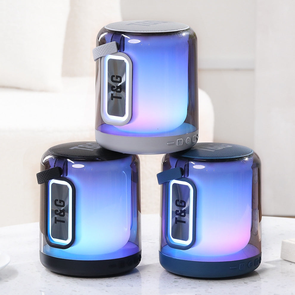 Bluetooth 5.1 Wireless Stereo Bass Surround Portable Speaker with LED Colorful Light Effect & AUX/TF/USB