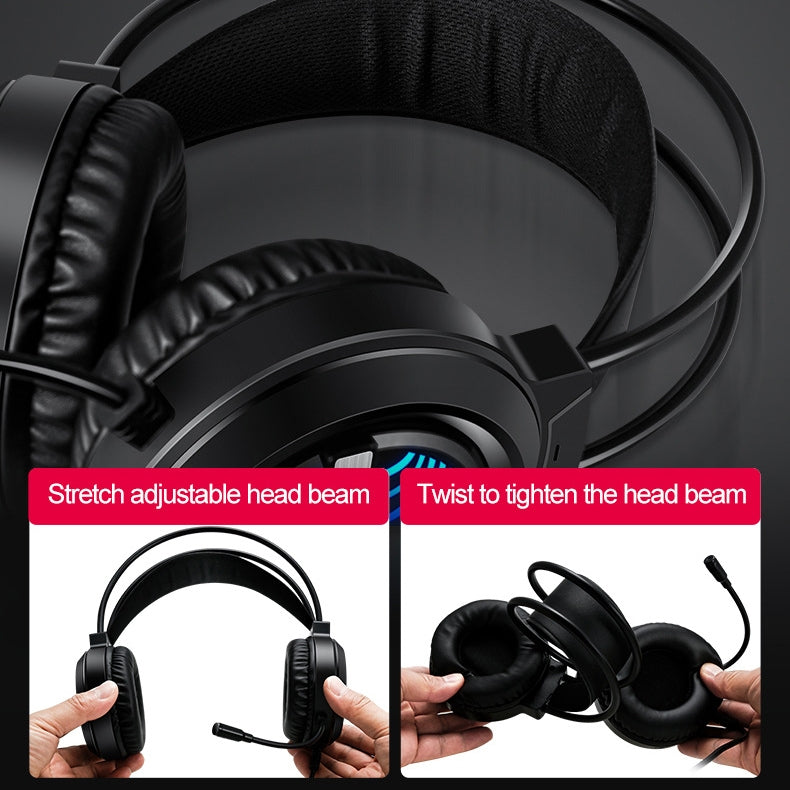 Stereo Bass Surround Wired Over-ear Gaming Headset with Mic & Soft Earmuffs for Windows / Mac