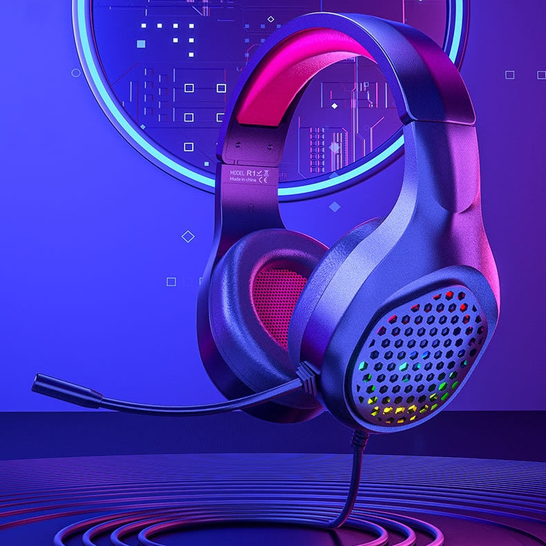 Stereo Bass Surround Wired Over-ear Gaming Headset with Mic & Cool RGB Backlit for Win/Mac/PS4