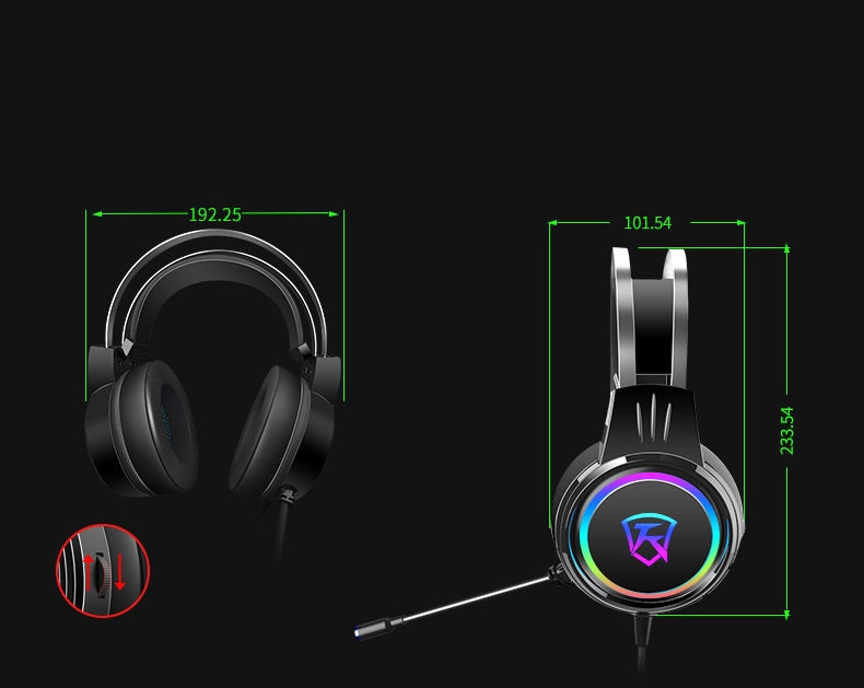 7.1 Stereo Bass Surround USB Wired Over-ear Gaming Headset with Mic and Cool Backlit for PC