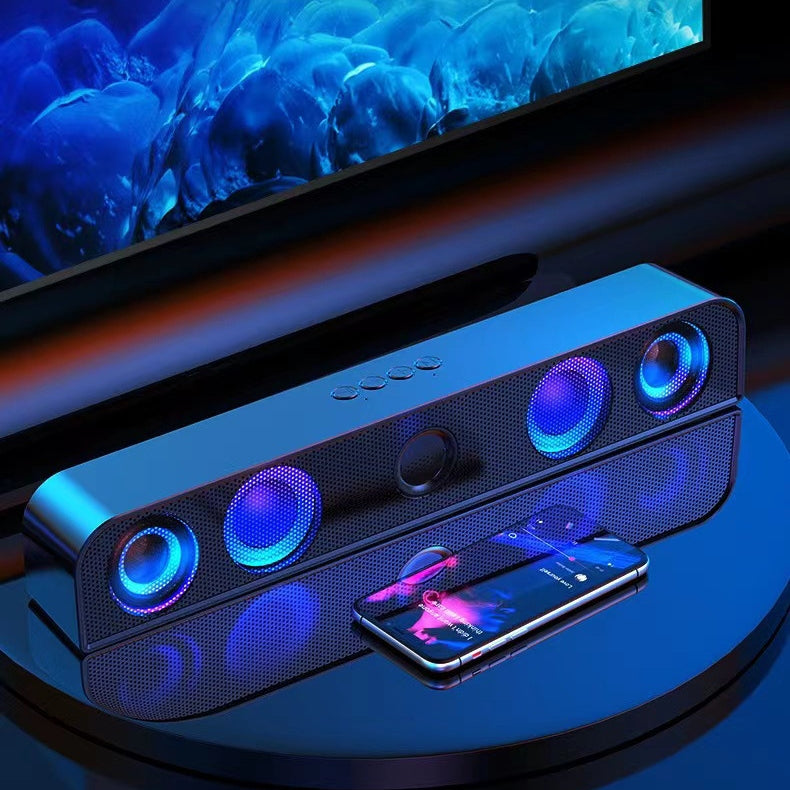 Bluetooth 5.0 Wireless Stereo Bass Surround Speaker with Cool RGB Lights & AUX / TF / USB