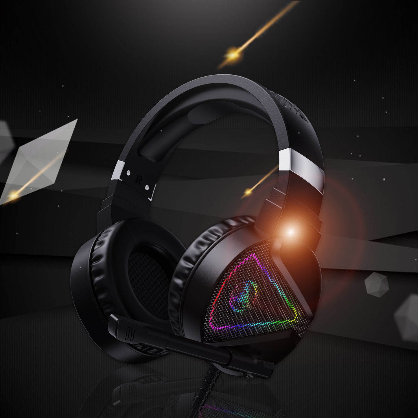 Stereo Bass Surround Wired Over-ear Gaming Headset with Mic & RGB Backlit for Windows / Mac / PS4