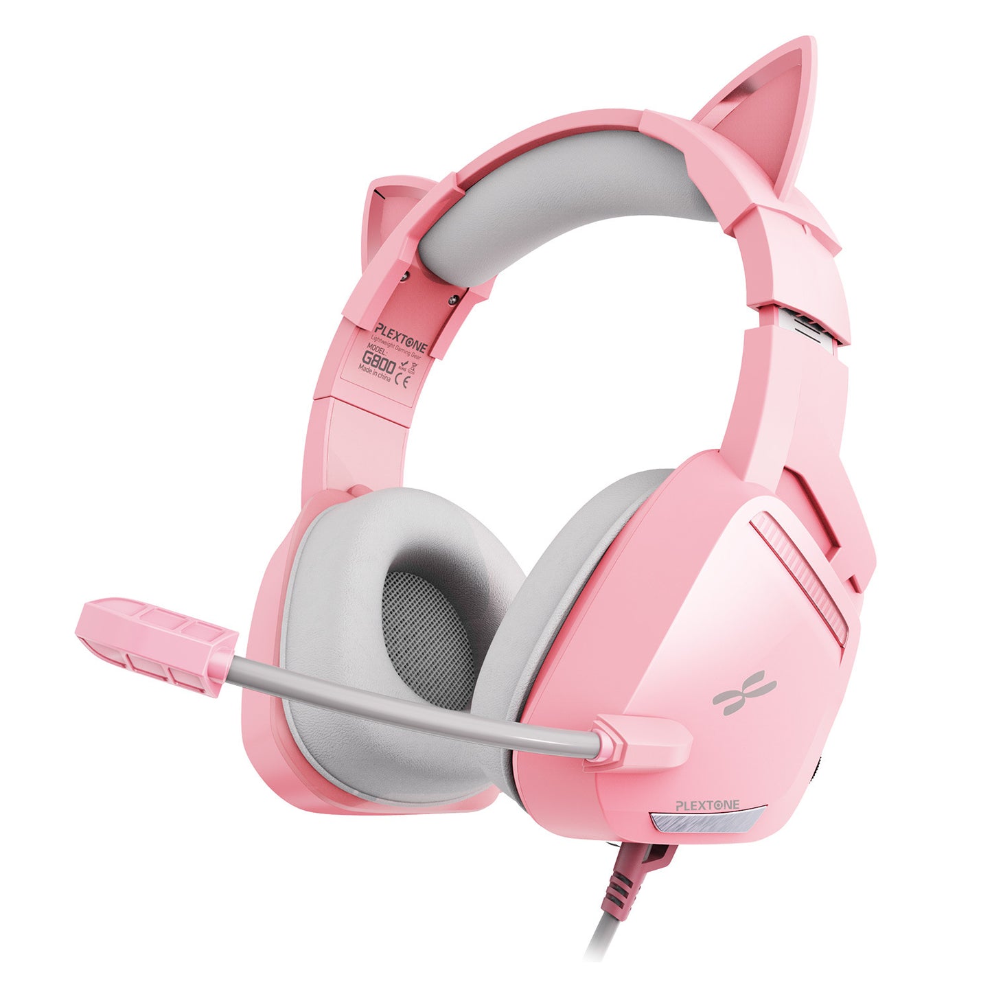 Stereo Bass Surround Wired Cute Cat Ear Gaming Headset with Mic & Soft Earmuffs for Win / Mac / PS4