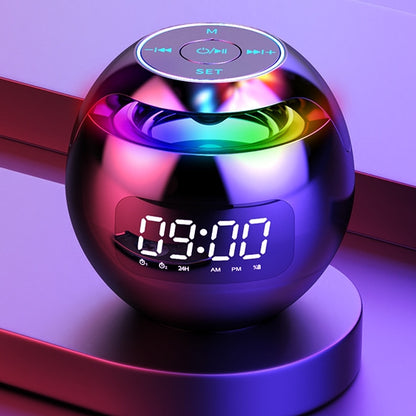 Bluetooth 5.0 Wireless Stereo Bass Surround Cute Portable Speaker with Colorful LED Lights & Alarm Clock