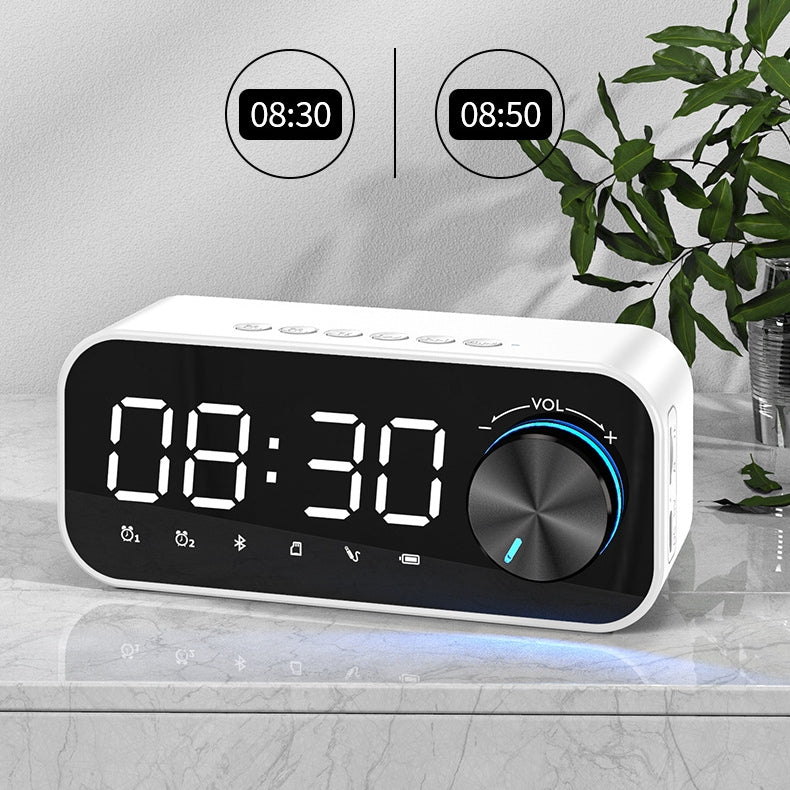 Bluetooth 5.0 Wireless Stereo Bass Surround Speaker with Dual Alarm Clocks Setting & TF Interface