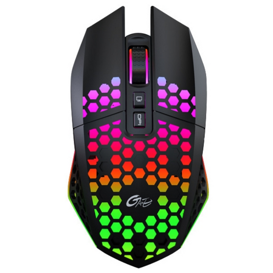 2.4GHz Wireless Honeycomb Design Gaming Mouse with RGB Backlight & Mute Buttons for Windows/Mac, 95g