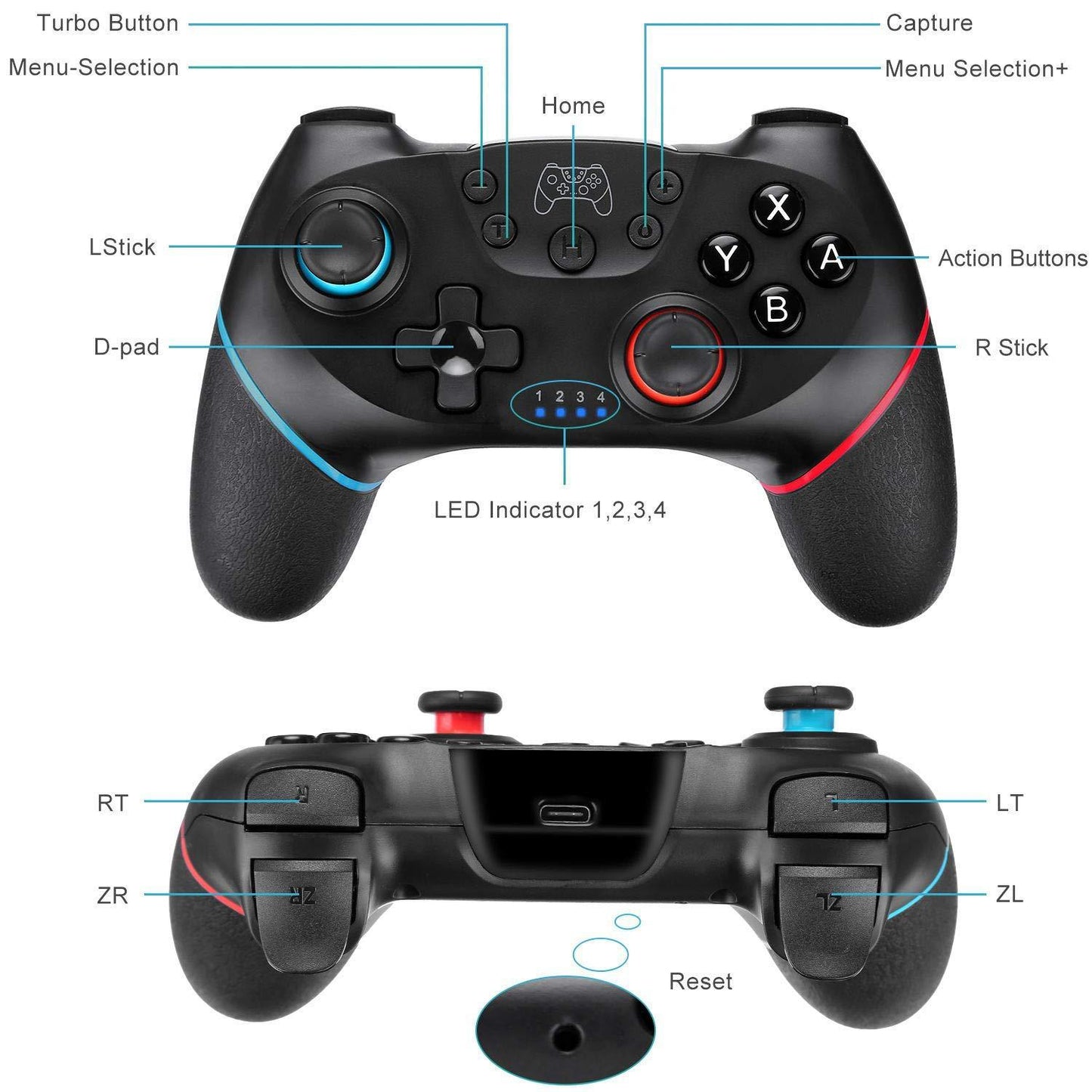 New In | Bluetooth Wireless Gaming Controller with Vibration for Switch, Switch Lite & PC