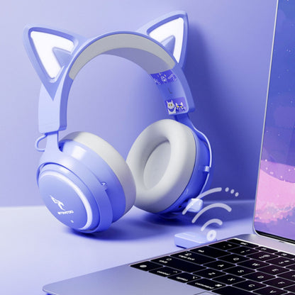 2.4GHz Wireless 7.1 Stereo Bass Surround Over-ear Lovely Gaming Headset with 3 Modes for Win/Mac