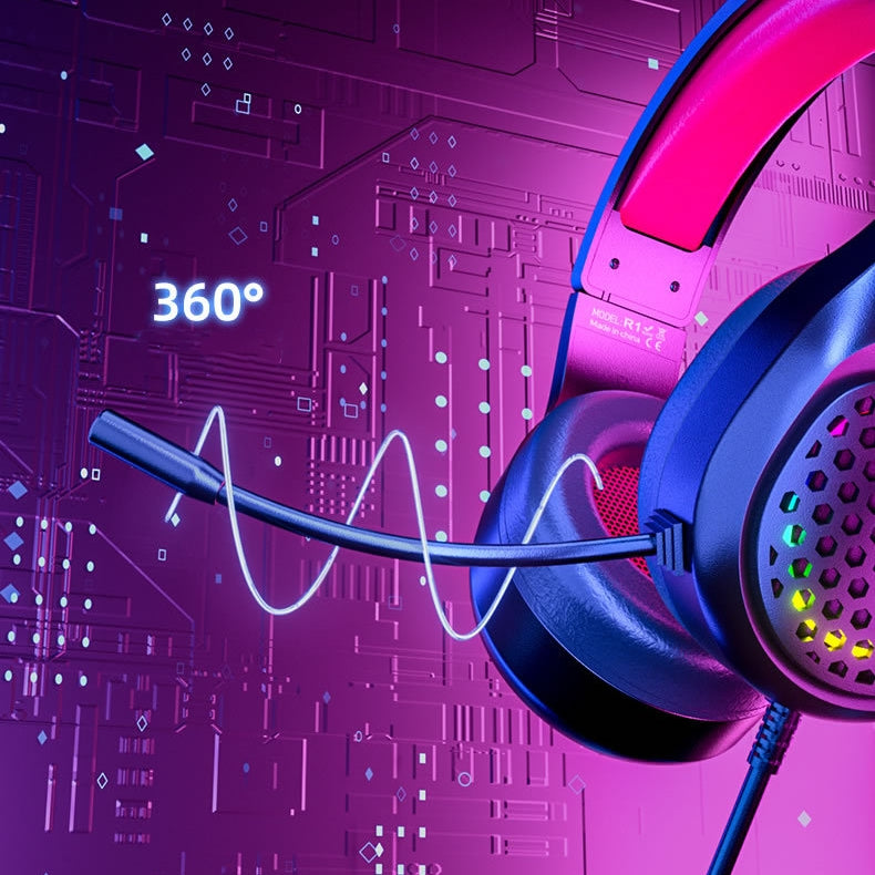 Stereo Bass Surround Wired Over-ear Gaming Headset with Mic & Cool RGB Backlit for Win/Mac/PS4