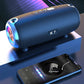 Bluetooth 5.0 Wireless Stereo Bass Surround Portable Speaker with Cool RGB Lights & AUX / TF / USB