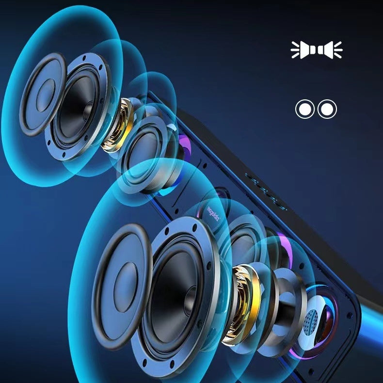 Bluetooth 5.0 Wireless Stereo Bass Surround Speaker with Cool RGB Lights & AUX / TF / USB