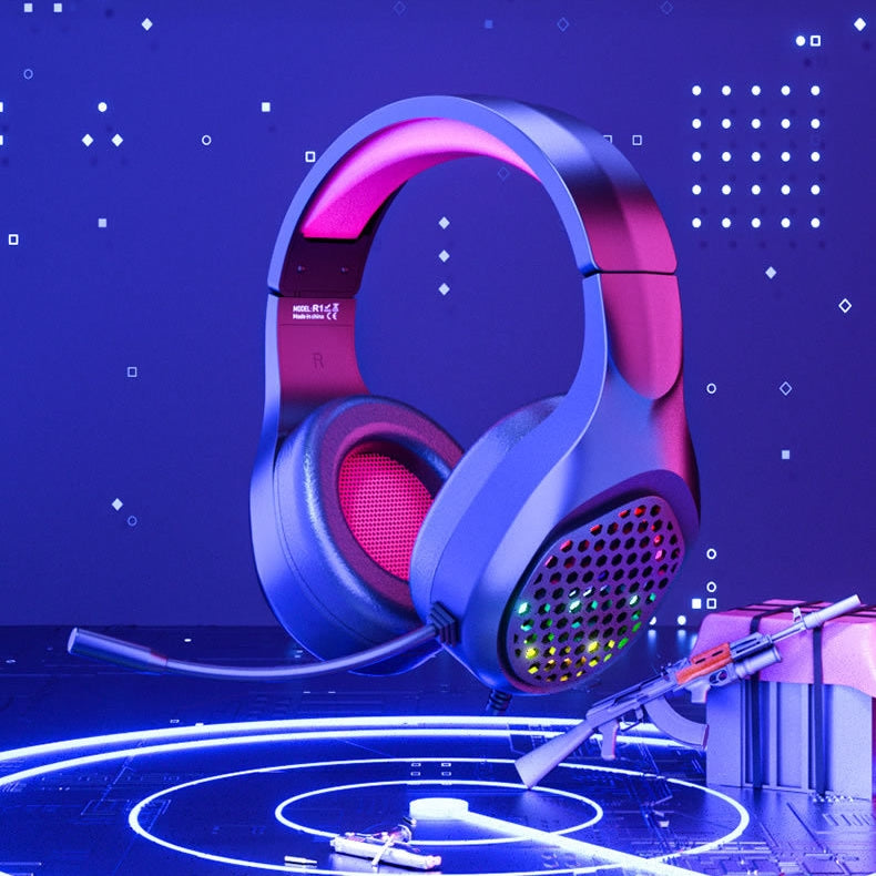 Stereo Bass Surround Wired Over-ear Gaming Headset with Mic & Cool RGB Backlit for Win/Mac/PS4