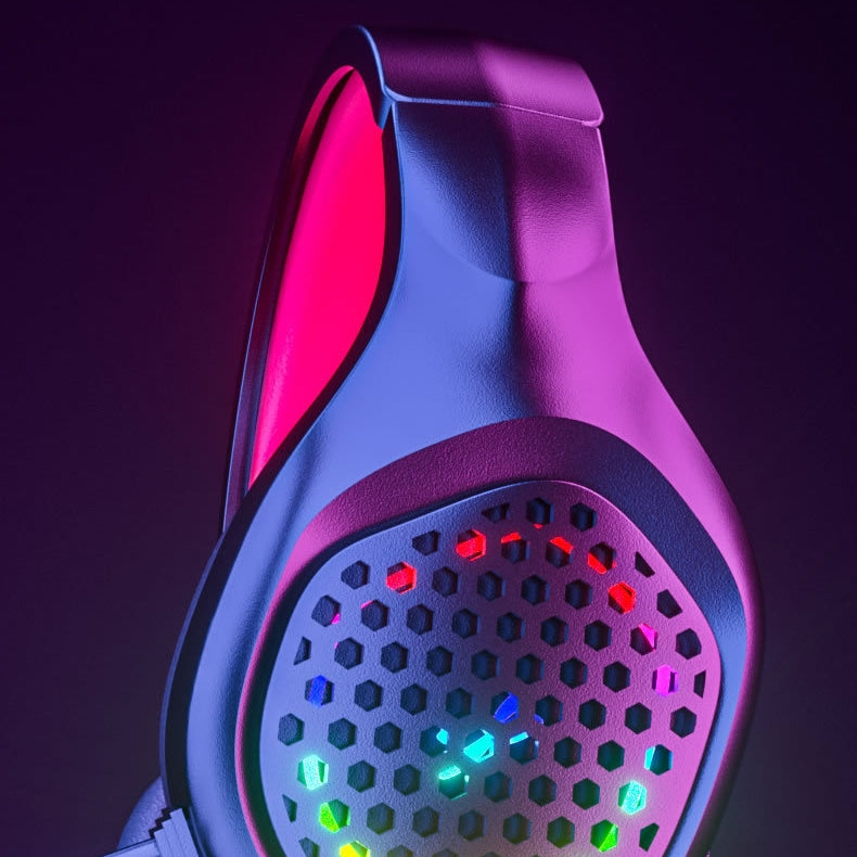 Stereo Bass Surround Wired Over-ear Gaming Headset with Mic & Cool RGB Backlit for Win/Mac/PS4