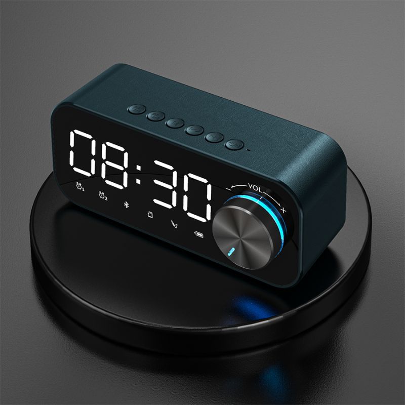 Bluetooth 5.0 Wireless Stereo Bass Surround Speaker with Dual Alarm Clocks Setting & TF Interface