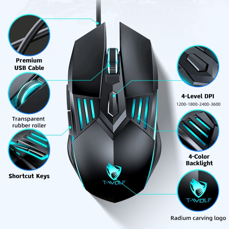 High Precision Ergonomic Wired Gaming Mouse with Chroma RGB Backlight for Windows PC Gamers