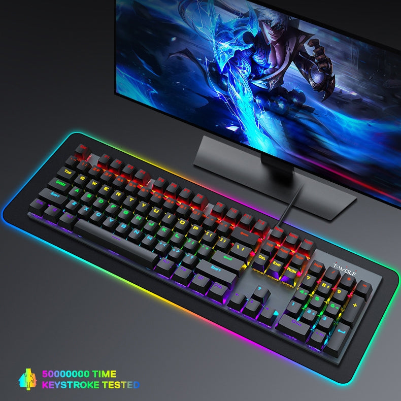 Anti-ghosting Spill Resistant Wired 104 Keys Gaming Keyboard with RGB Backlit for Windows / Mac