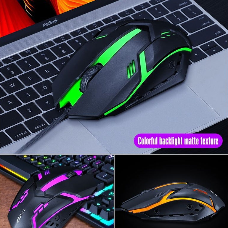 Gaming Set - 104 Keys Wired Keyboard with Rainbow Backlit + 1600 DPI Gaming Mouse Combo