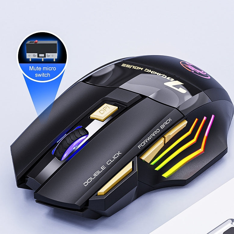 2.4GHz & Bluetooth 5.1 Wireless Mute Gaming Mouse with RGB Backlight & Fire Button for Win / Mac