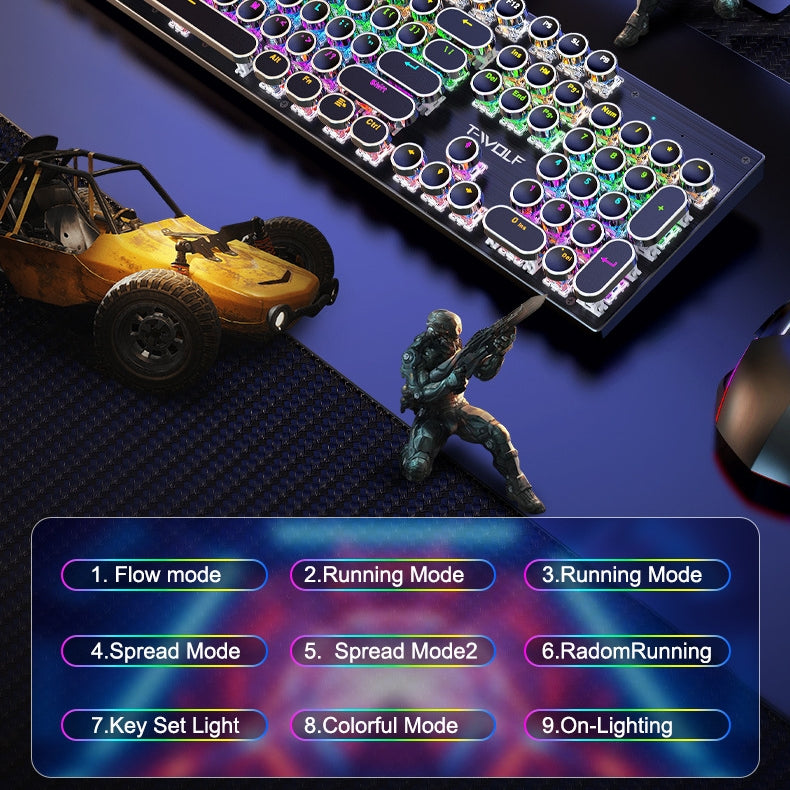 Spill Resistant Wired 104 Keys Gaming Keyboard with Multimedia Keys & RGB Backlit for Win / Mac