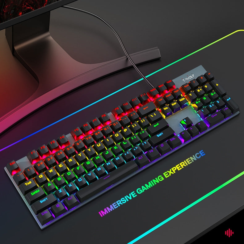 Anti-ghosting Spill Resistant Wired 104 Keys Gaming Keyboard with RGB Backlit for Windows / Mac