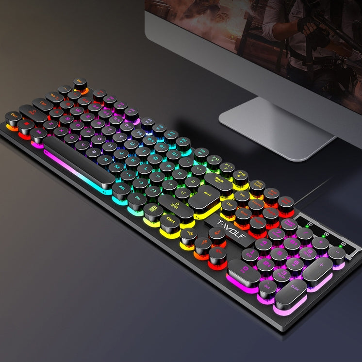 Spill Resistant 104 Keys Wired Keyboard with Rainbow Backlit + 1000 DPI Gaming Mouse Combo