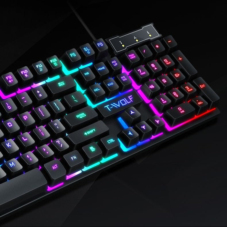 Gaming Set - 104 Keys Wired Keyboard with Rainbow Backlit + 1600 DPI Gaming Mouse Combo