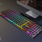 Spill Resistant Wired 104 Keys Gaming Keyboard with Multimedia Keys & Rainbow Backlit for Win/Mac