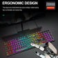 Spill Resistant Wired 104 Keys Gaming Keyboard with Multimedia Keys & Rainbow Backlit for Win/Mac