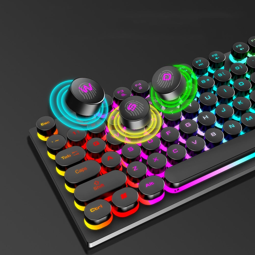 Spill Resistant Wired 104 Keys Gaming Keyboard with Multimedia Keys & Rainbow Backlit for Win/Mac