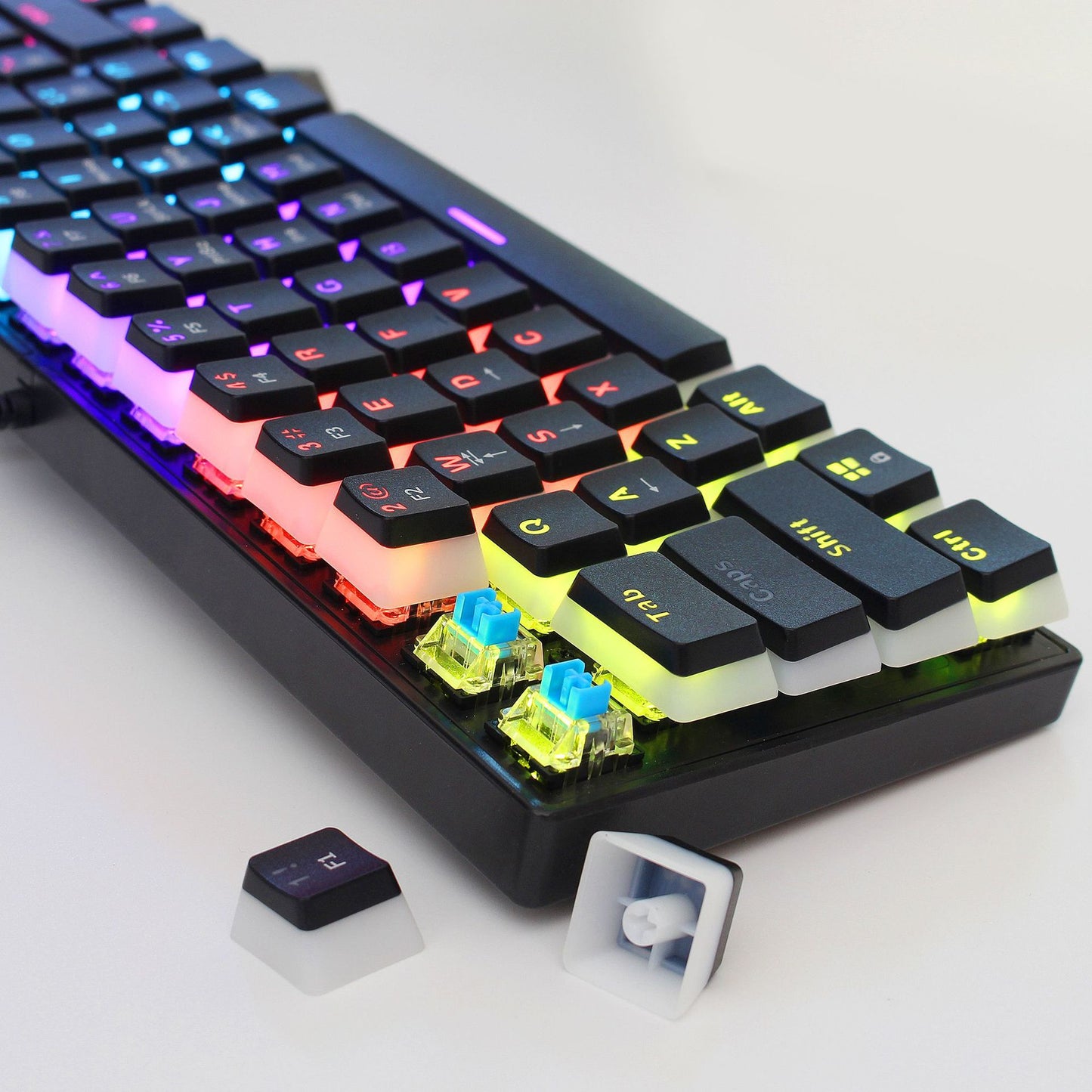 Anti-ghosting Ultra Compact 61 Keys Wired Gaming Keyboard with Colorful Backlit for Windows / Mac