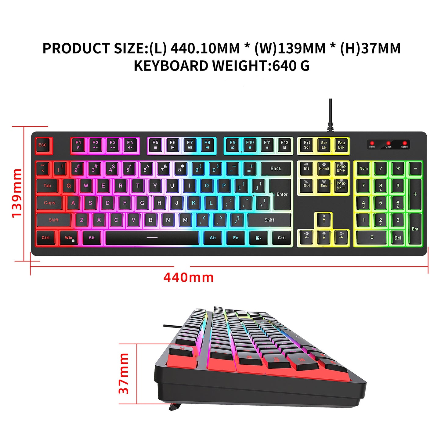 Anti-ghosting 104 Keys Membrane Wired Keyboard with RGB Backlit + 7D 3600 DPI Gaming Mouse Combo