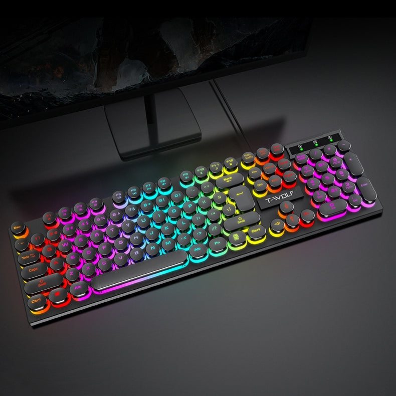 Spill Resistant 104 Keys Wired Keyboard with Rainbow Backlit + 1000 DPI Gaming Mouse Combo