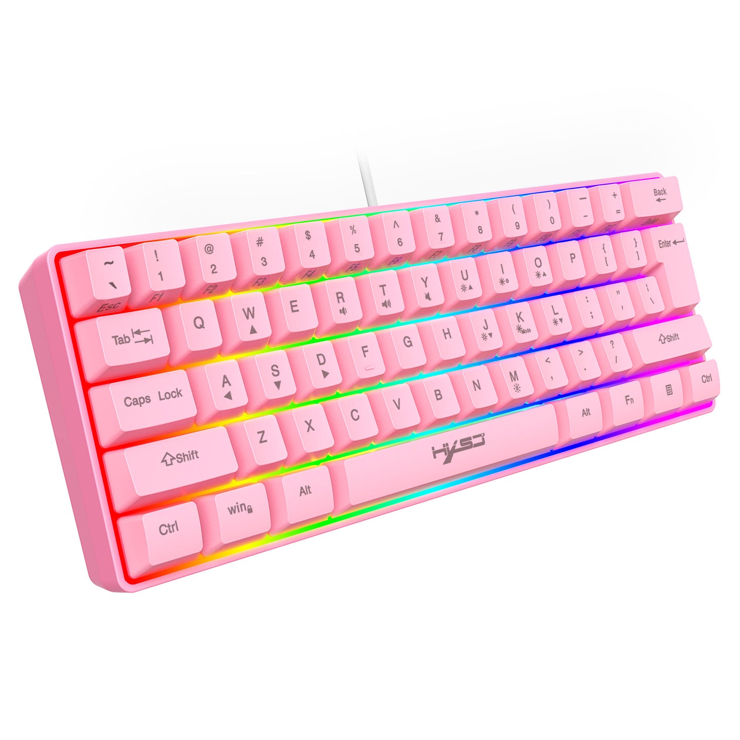 Anti-ghosting Ultra Compact 61 Keys Wired Membrane Keyboard with RGB Backlit for Windows/Mac