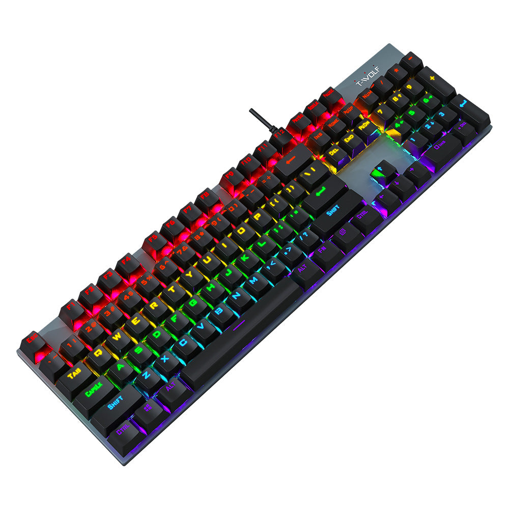 Anti-ghosting Spill Resistant Wired 104 Keys Gaming Keyboard with RGB Backlit for Windows / Mac