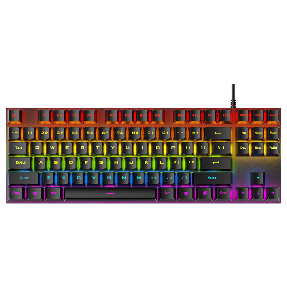 Anti-ghosting Spill Resistant Compact 87 Keys Wired Gaming Keyboard with RGB Backlit for Windows / Mac