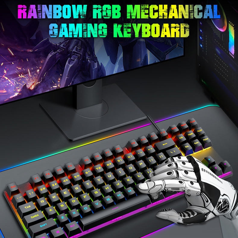 Anti-ghosting Spill Resistant Compact 87 Keys Wired Gaming Keyboard with RGB Backlit for Windows / Mac