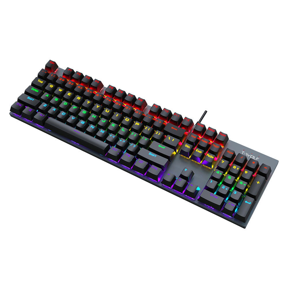 Anti-ghosting Spill Resistant Wired 104 Keys Gaming Keyboard with RGB Backlit for Windows / Mac