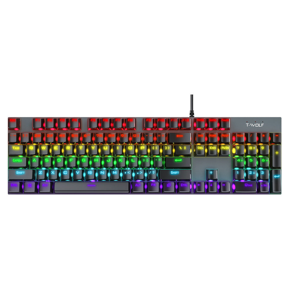 Anti-ghosting Spill Resistant Wired 104 Keys Gaming Keyboard with RGB Backlit for Windows / Mac