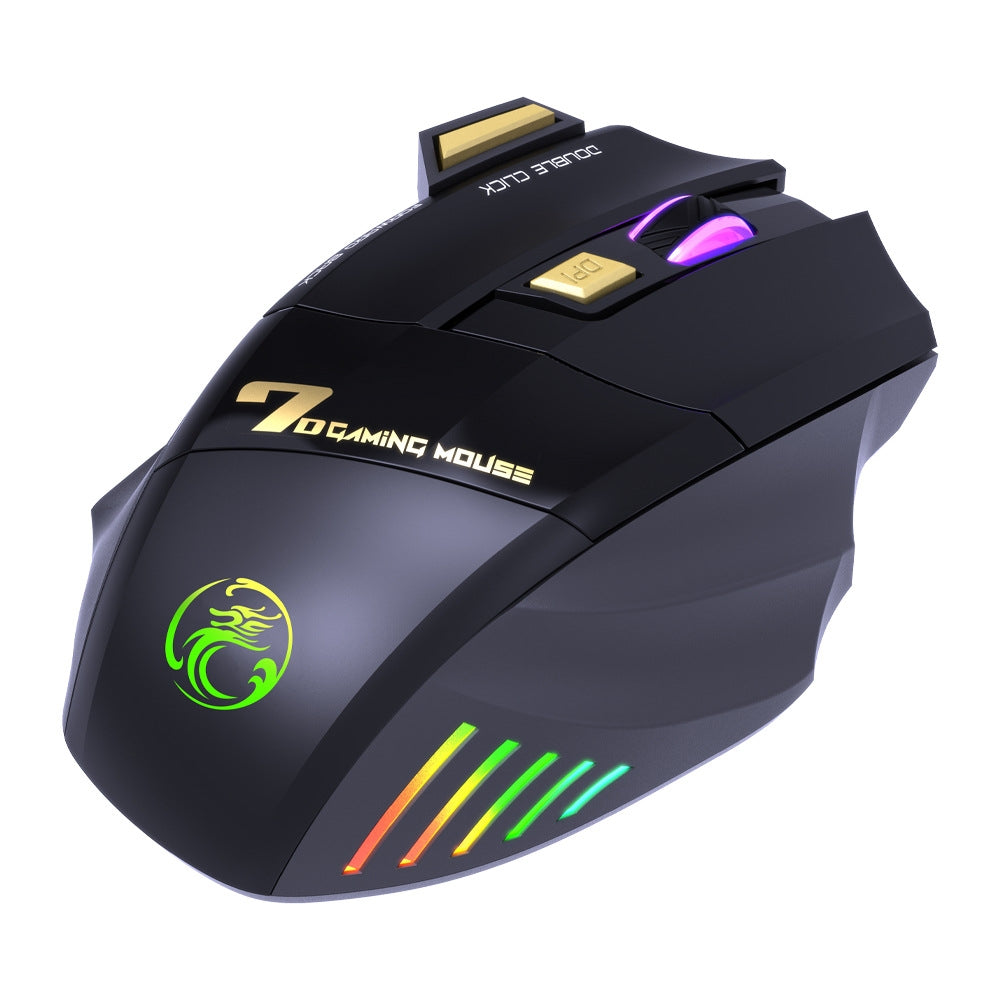 2.4GHz & Bluetooth 5.1 Wireless Mute Gaming Mouse with RGB Backlight & Fire Button for Win / Mac