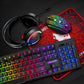 4-In-1 104 Keys Wired Keyboard + 2400 DPI Mouse + Mousepad + Honeycomb Headset Combo