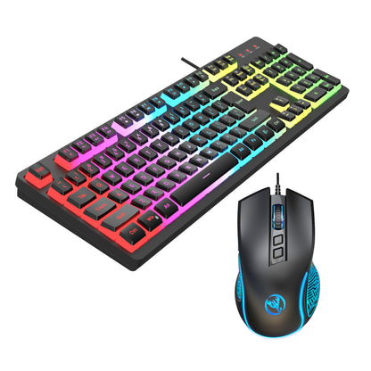 Anti-ghosting 104 Keys Membrane Wired Keyboard with RGB Backlit + 7D 3600 DPI Gaming Mouse Combo