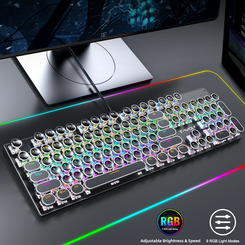 Spill Resistant Wired 104 Keys Gaming Keyboard with Multimedia Keys & RGB Backlit for Win / Mac