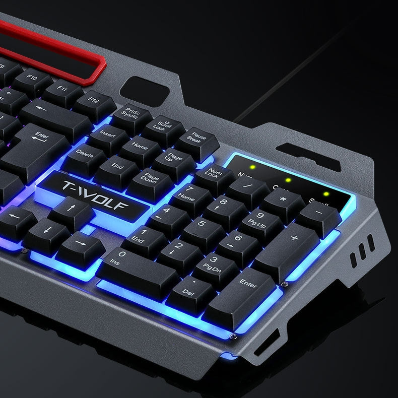 Durable Metal Panel Spill Resistant Wired 104 Keys Gaming Keyboard with Colorful Backlit for Windows