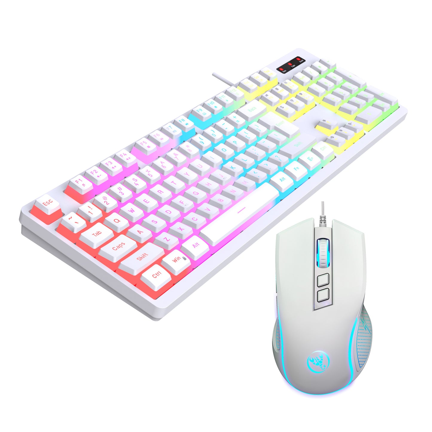 Anti-ghosting 104 Keys Membrane Wired Keyboard with RGB Backlit + 7D 3600 DPI Gaming Mouse Combo