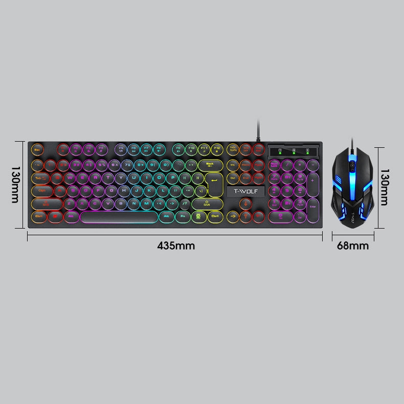 Spill Resistant 104 Keys Wired Keyboard with Rainbow Backlit + 1000 DPI Gaming Mouse Combo